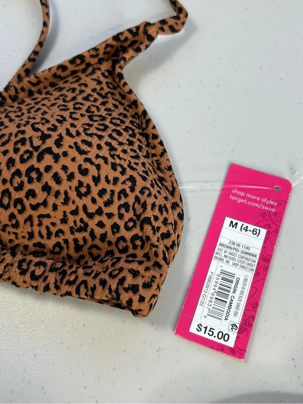 Xhilaration Youth Leopard Print Ribbed Triangle Bikini Set Medium